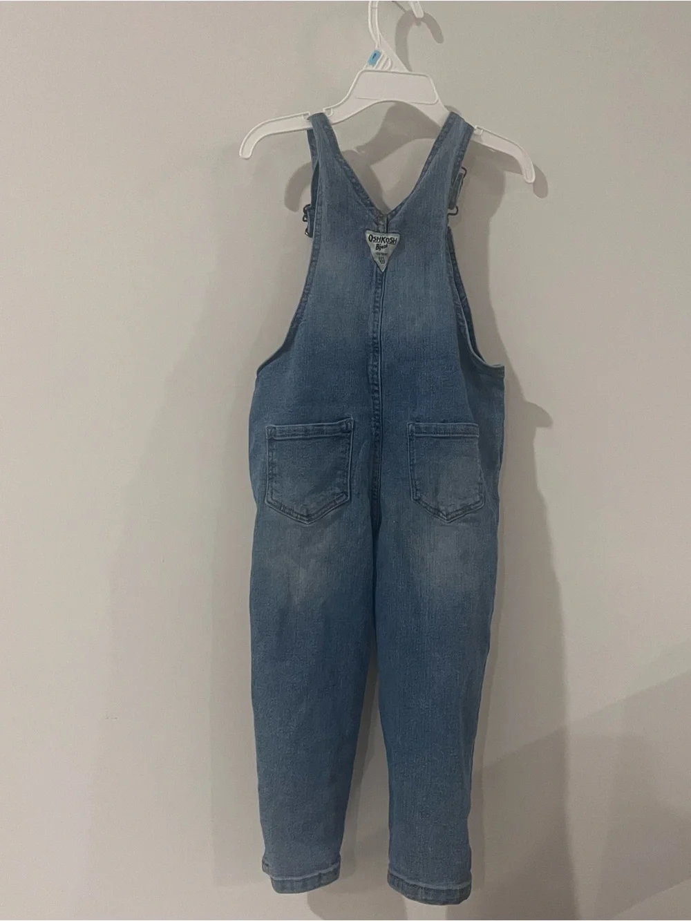 OshKosh B'gosh Toddler Girl Blue Denim Overalls with Floral Patch 3T